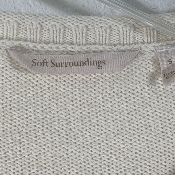 Soft Surroundings Women's Size Small Cream Black Pull over Long Sleeve Sweater - Picture 9 of 10